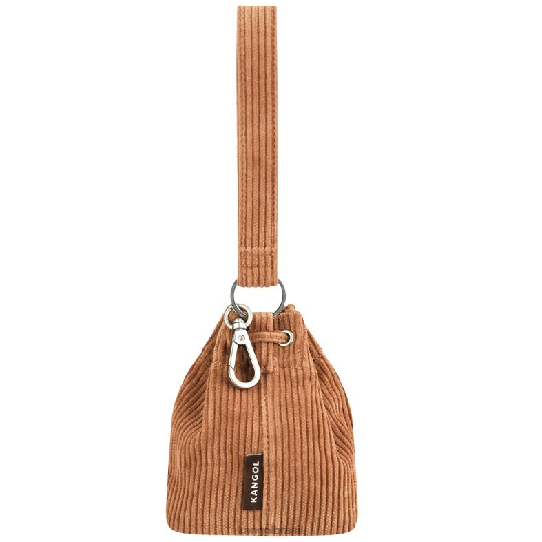 acessórios | Kangol unissex marrom mini bolsa bucket chaveiro de veludo cotelê Z48801246
