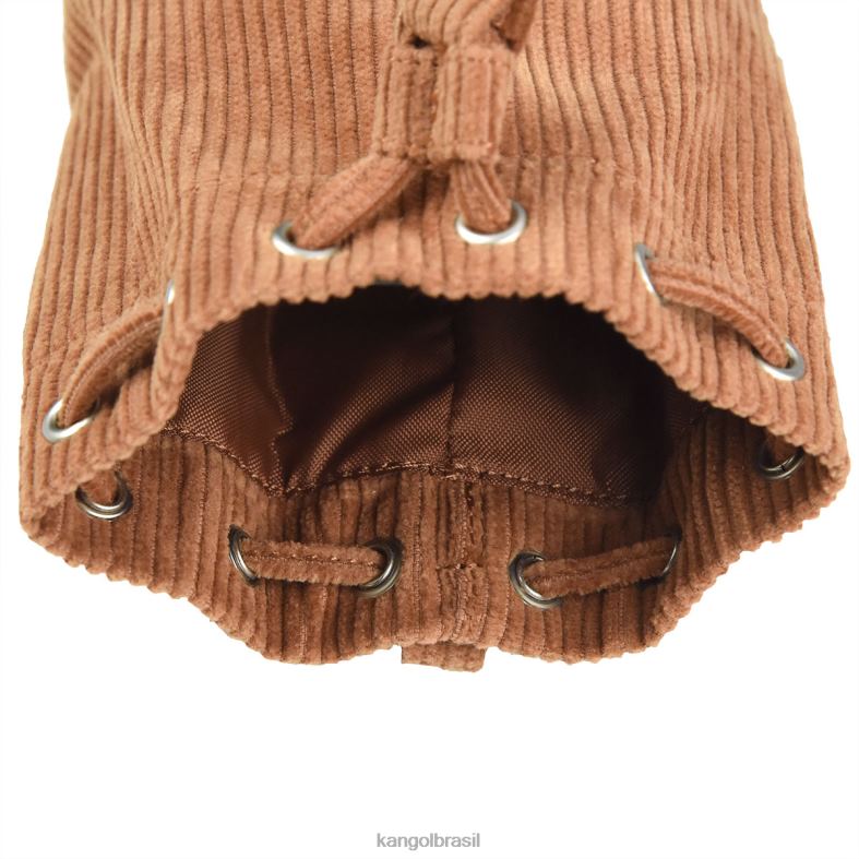 acessórios | Kangol unissex marrom mini bolsa bucket chaveiro de veludo cotelê Z48801246