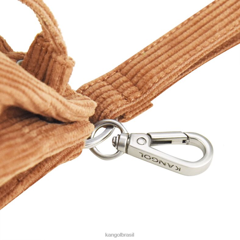acessórios | Kangol unissex marrom mini bolsa bucket chaveiro de veludo cotelê Z48801246
