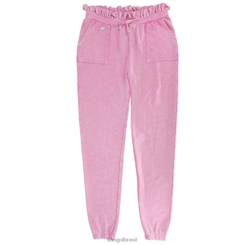 calças | Kangol mulheres beleza Negra joggers com babados de lavagem ácida Z48801075