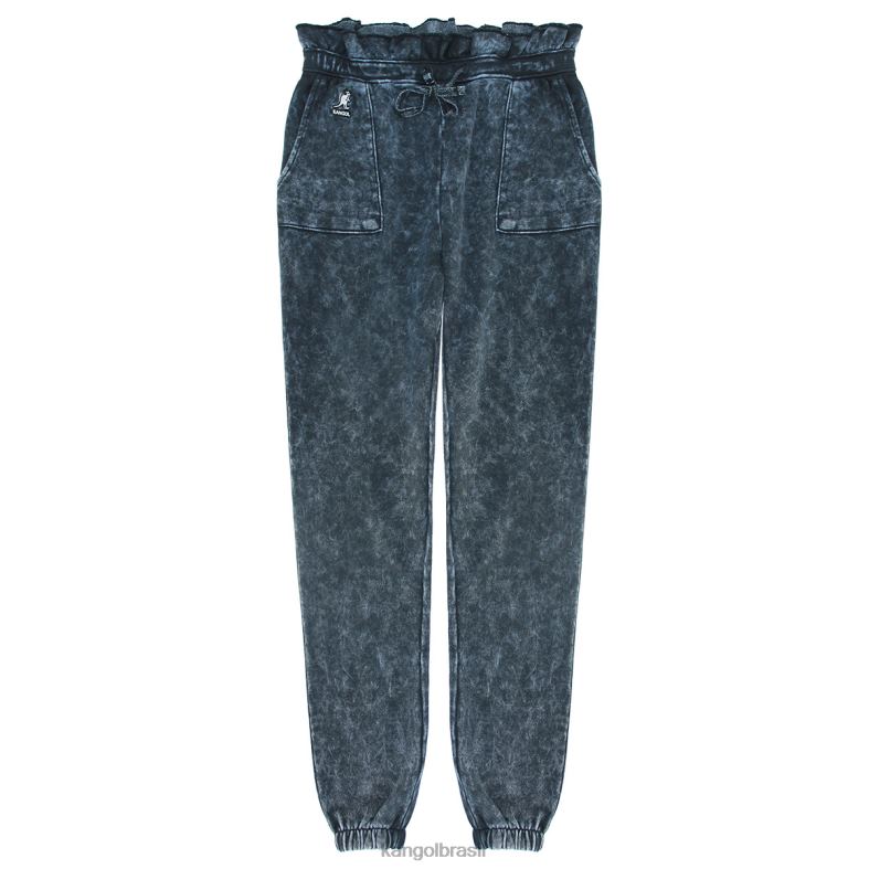 calças | Kangol mulheres beleza Negra joggers com babados de lavagem ácida Z48801075