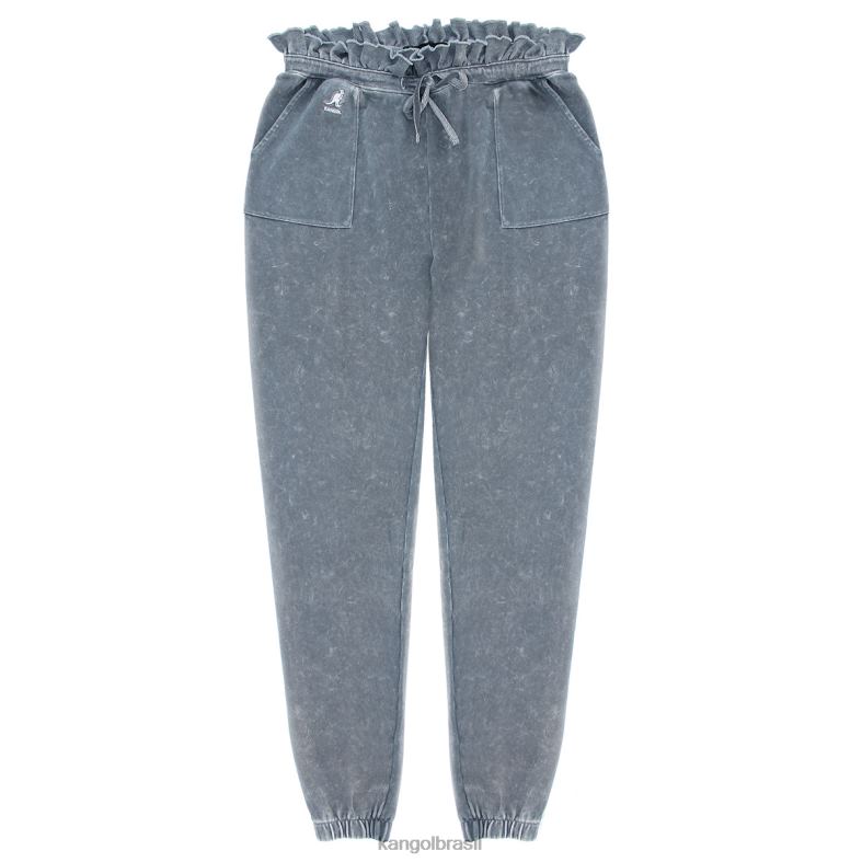 calças | Kangol mulheres beleza Negra joggers com babados de lavagem ácida Z48801075