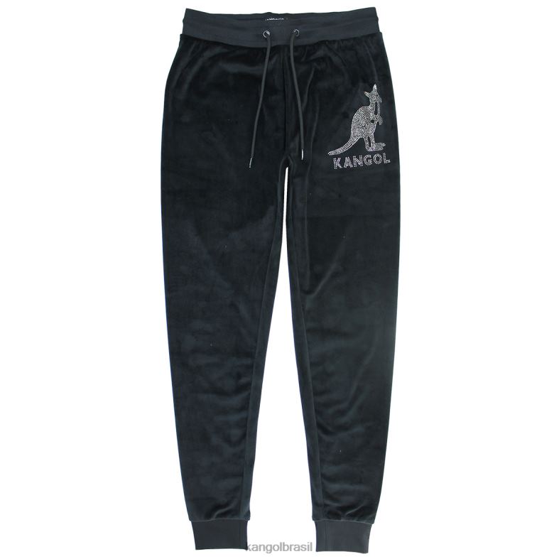 calças | Kangol mulheres beleza Negra joggers de cristal de veludo Z48801047
