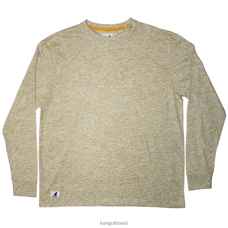 vestuário | Kangol unissex amarelo camiseta manga longa efeito linho Z48801240