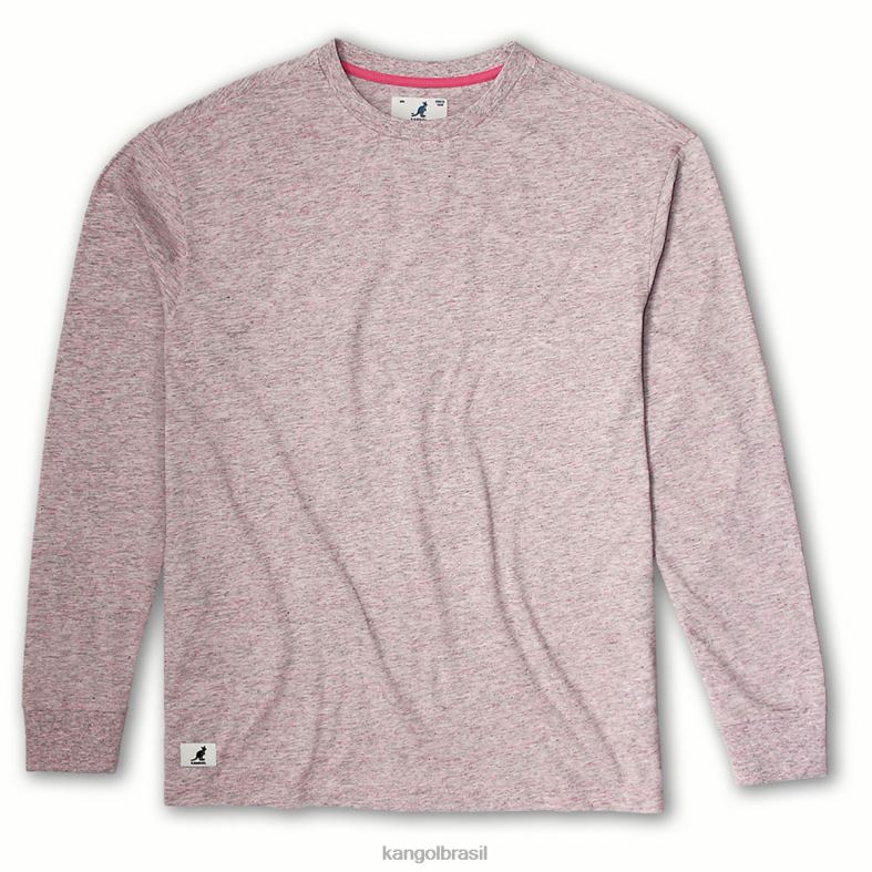 vestuário | Kangol unissex rosa camiseta manga longa efeito linho Z48801239