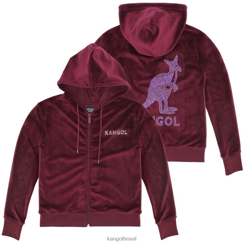 vestuário | Kangol mulheres marrom moletom com zíper de cristal de veludo Z48801138