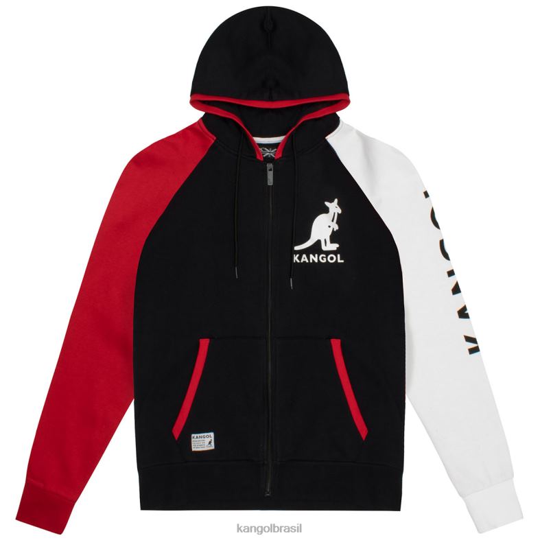 vestuário | Kangol unissex combinação preta rbw moletom com zíper colorblock Z48801113