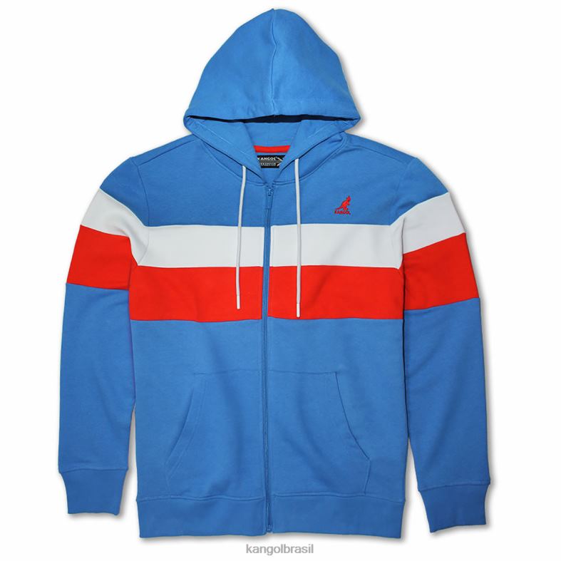 vestuário | Kangol unissex palácio azul combinação moletom com zíper de listras coloridas Z48801121