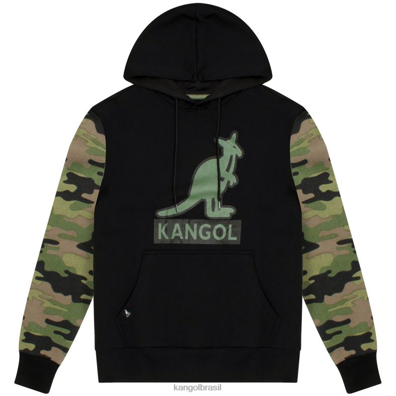 vestuário | Kangol unissex preto/exército moletom camuflado contraste Z48801133