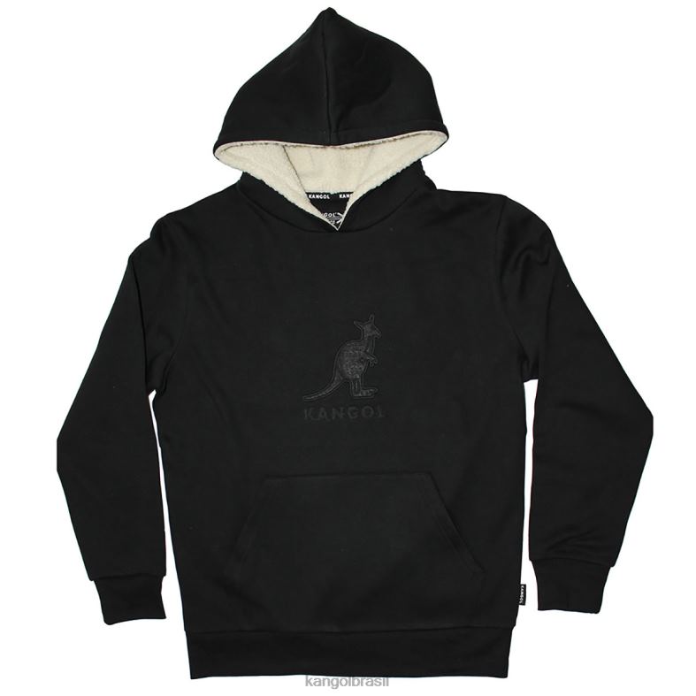 vestuário | Kangol unissex preto moletom sherpa bordado tonal Z48801126