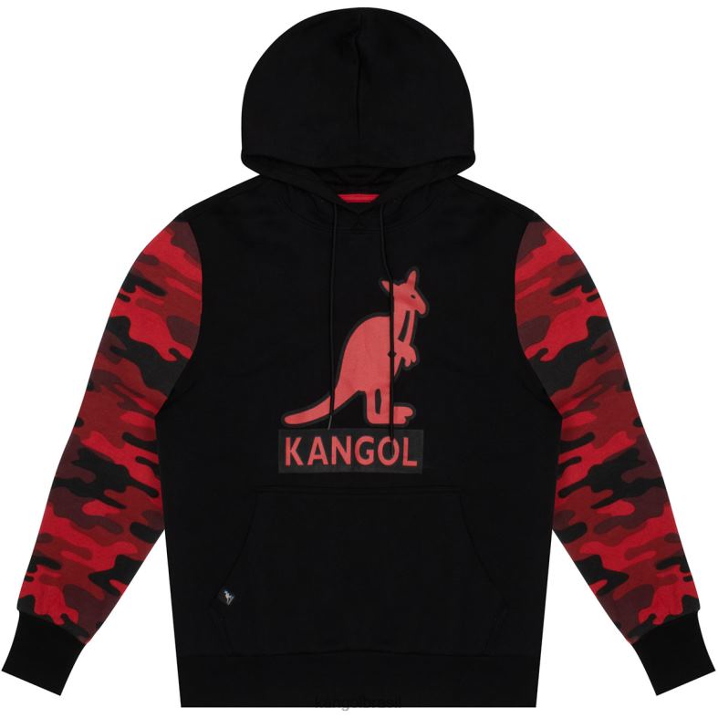 vestuário | Kangol unissex preto/vermelho moletom camuflado contraste Z48801131