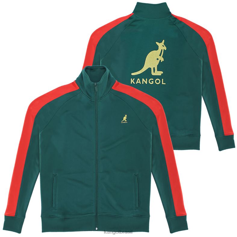 vestuário | Kangol unissex esmeralda/vermelho jaqueta de trilha retrô Z48801194